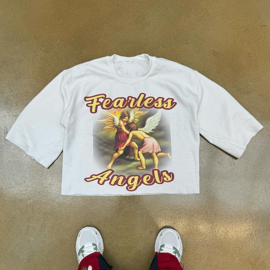 Fearless Angels Printed Three-quarter Sleeve T-shirt