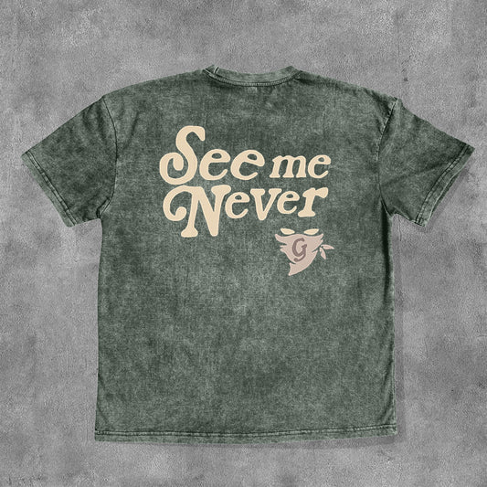 See Me Never Washed Print Short Sleeve T-Shirt