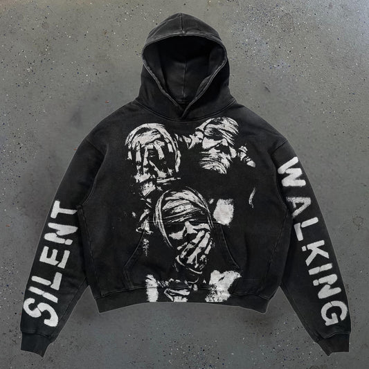 Silent walking printed hoodie