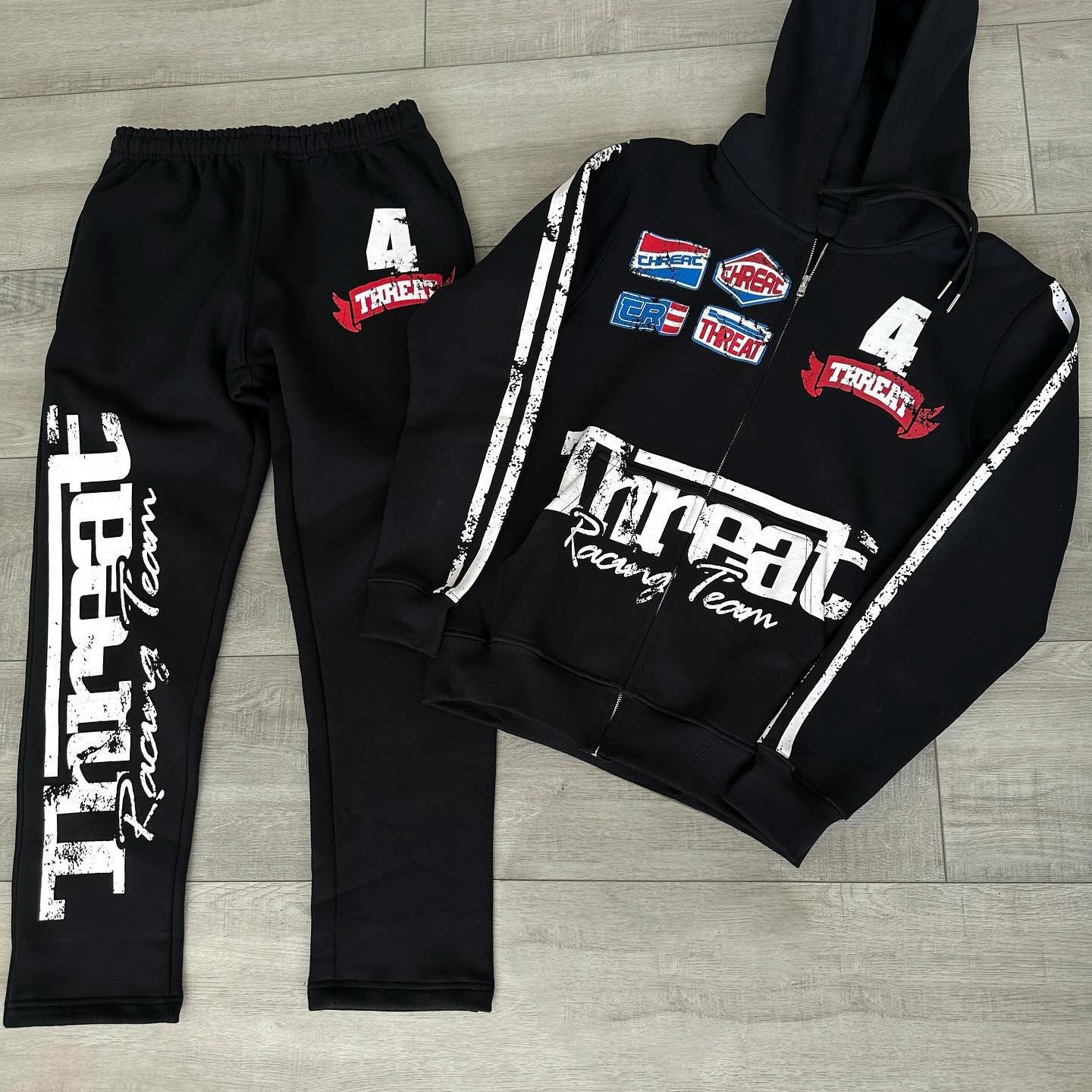 Threat Racing Team Print Two Piece Hoodie Set