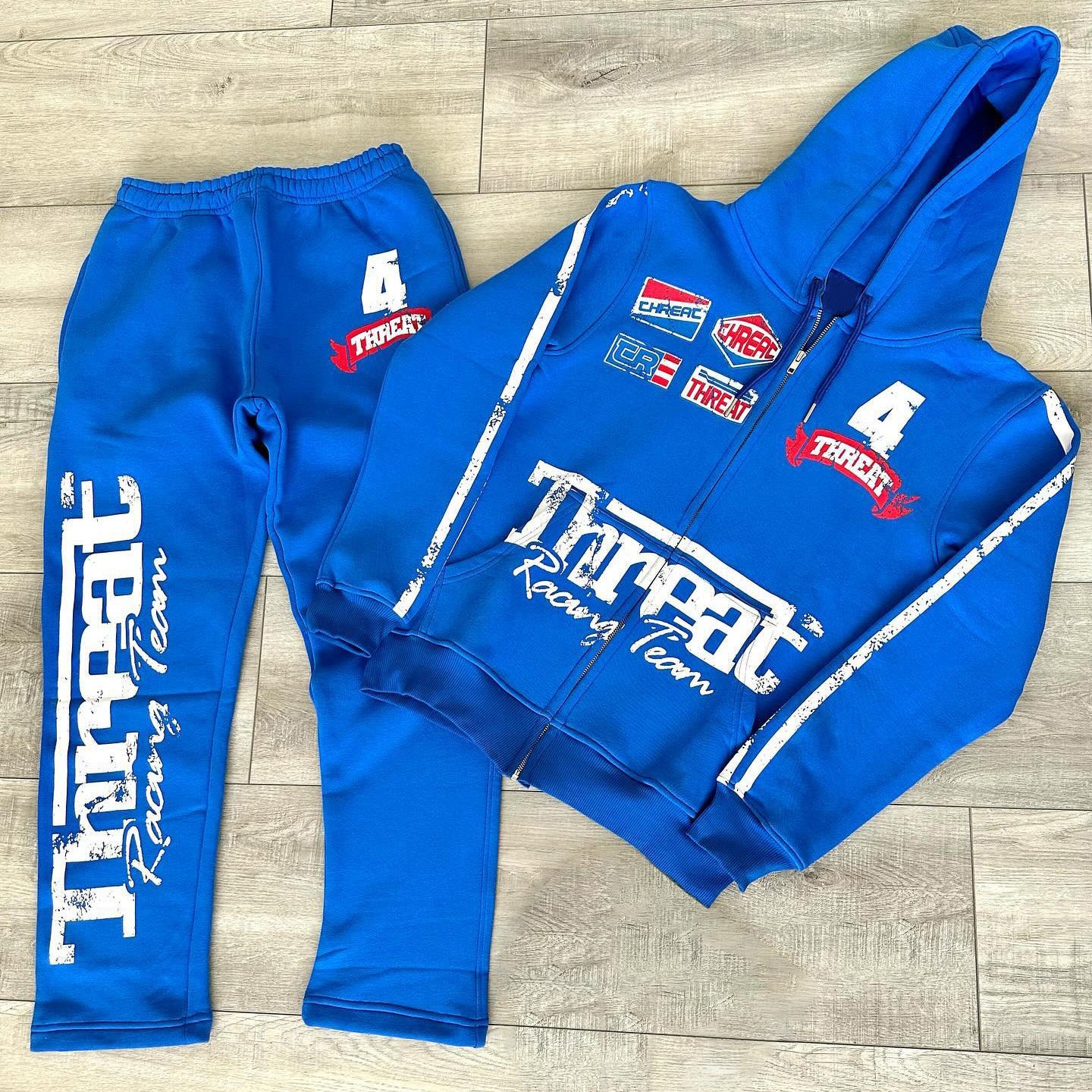 Threat Racing Team Print Two Piece Hoodie Set