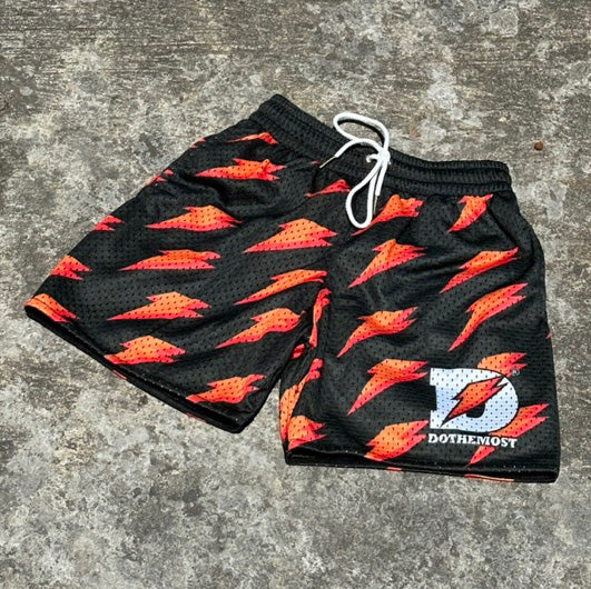 Do The Most Lightning Print Mesh Pocket Shorts