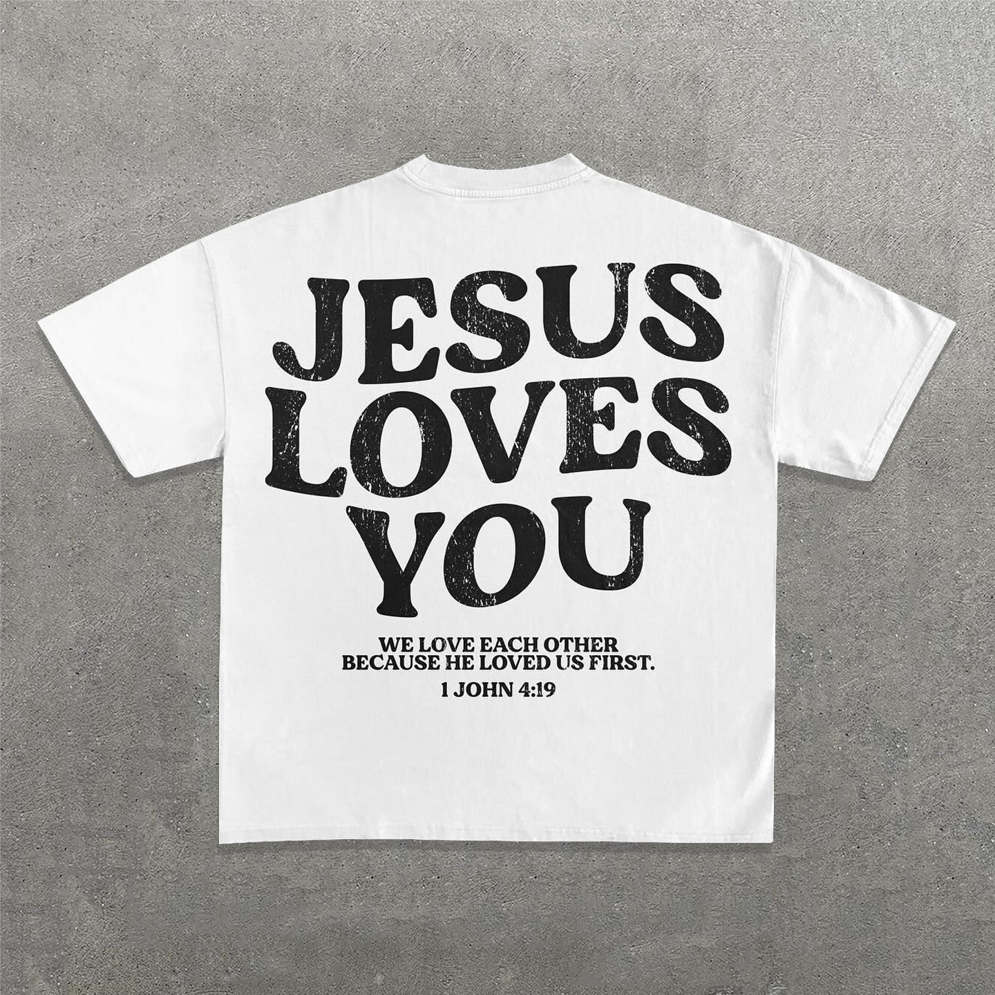 Jesus Loves You Words Print Short Sleeve T-Shirt