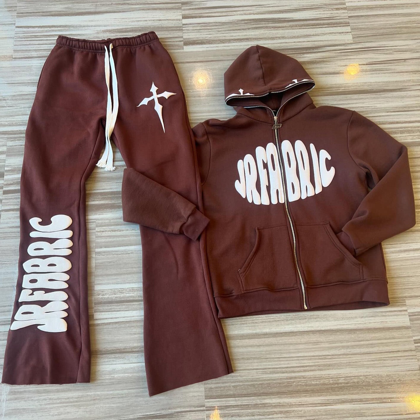 Sr Fabric Print Two Piece Hoodie Set