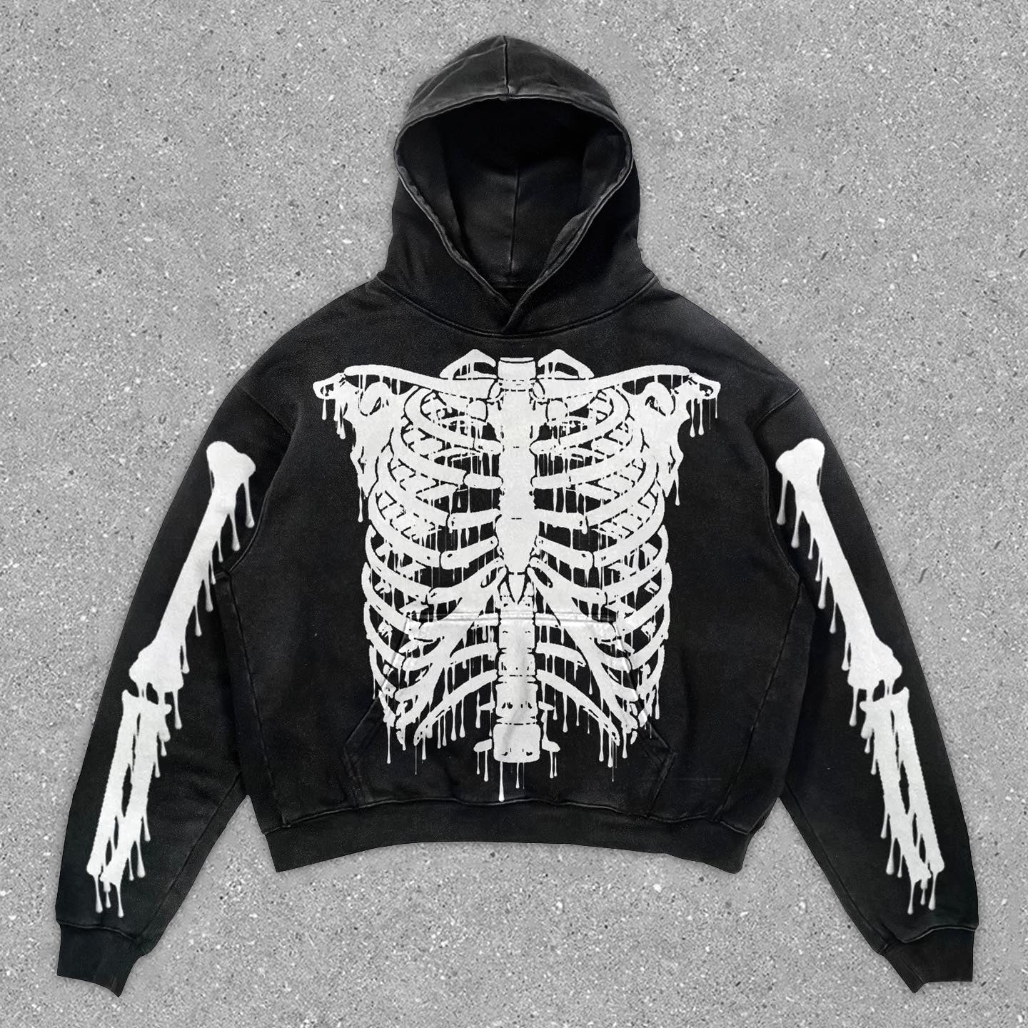 Sleek Casual Skull Print Vintage Hoodie