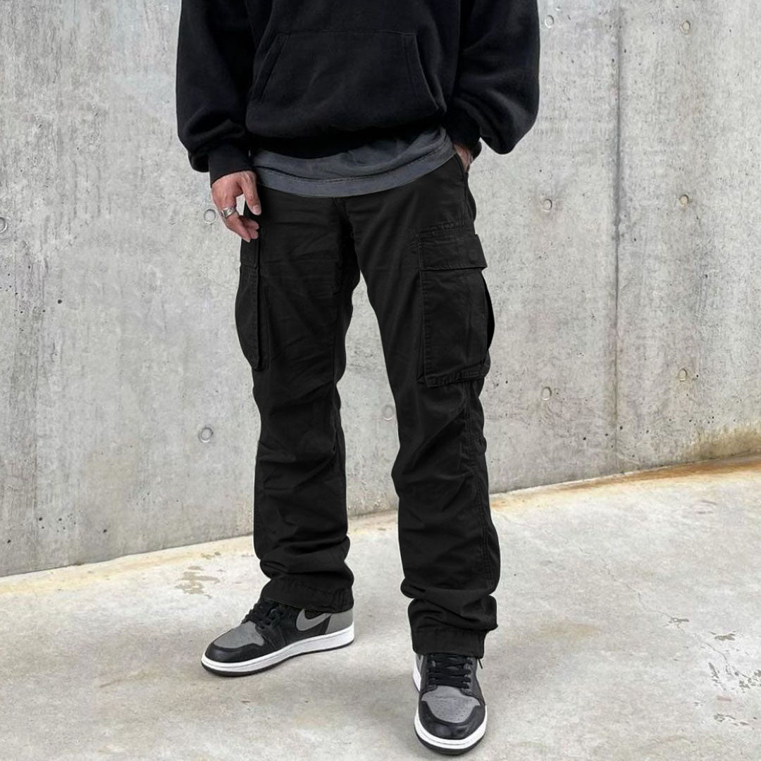 Street Pocket Cargo Pants Loose Straight Casual Pants