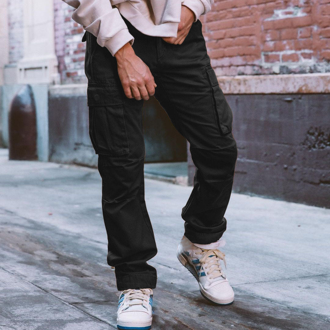 Street Pocket Cargo Pants Loose Straight Casual Pants