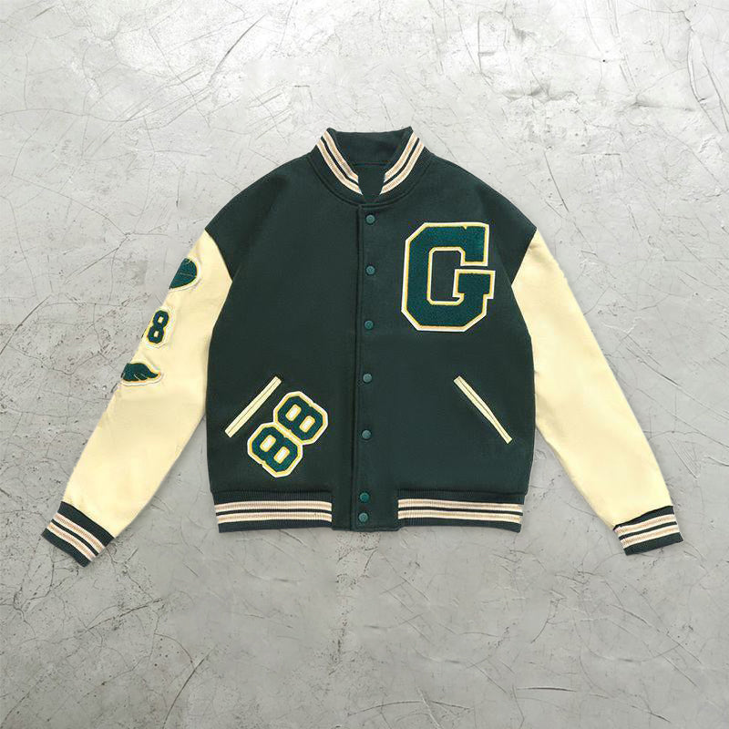 Letter embroidery baseball uniform street hip-hop loose design woolen jacket