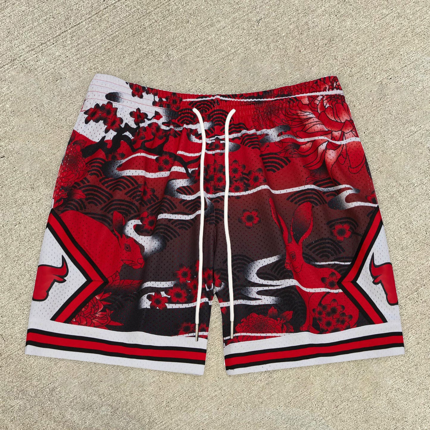 Tide brand retro art print mesh shorts