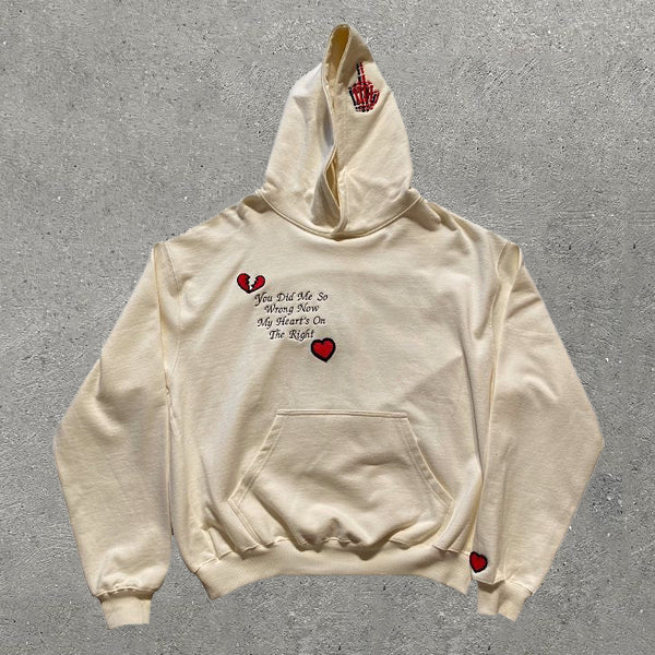 Letters And Heart Print Long Sleeve Hoodie