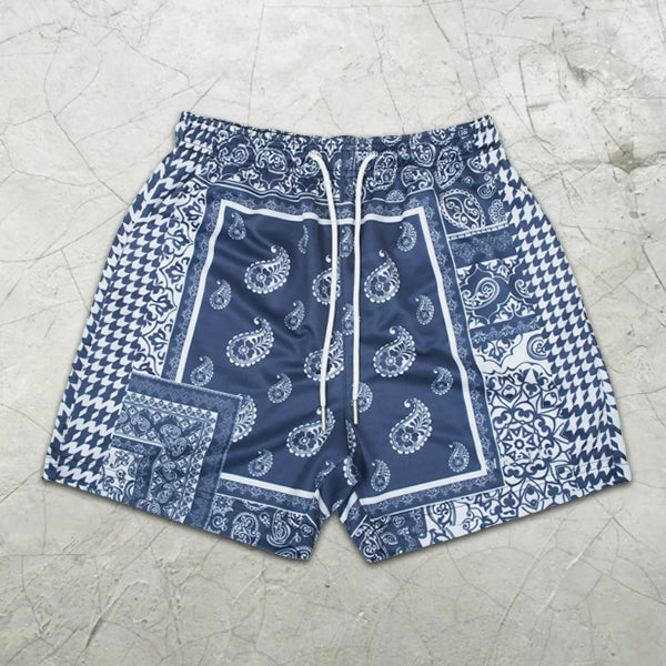 Paisley Graphic Print Elastic Shorts