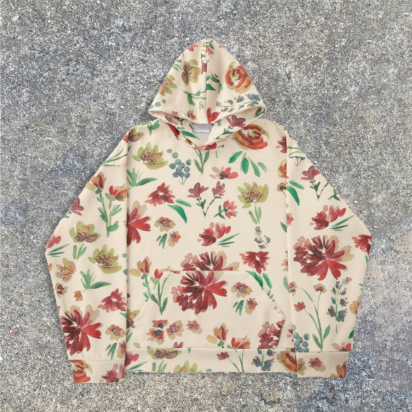 Floral print streetwear retro hoodies