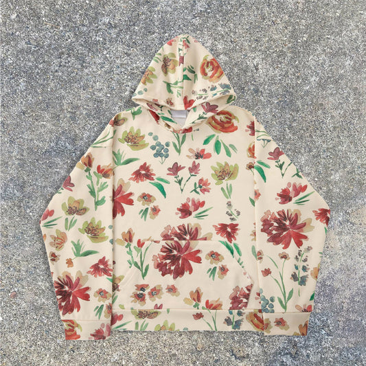 Floral print streetwear retro hoodies