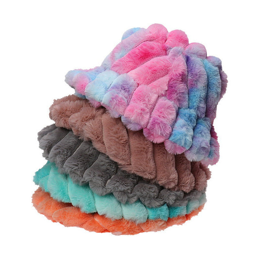 Paneled Rainbow Warm Plush Rabbit Hat