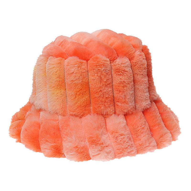 Paneled Rainbow Warm Plush Rabbit Hat