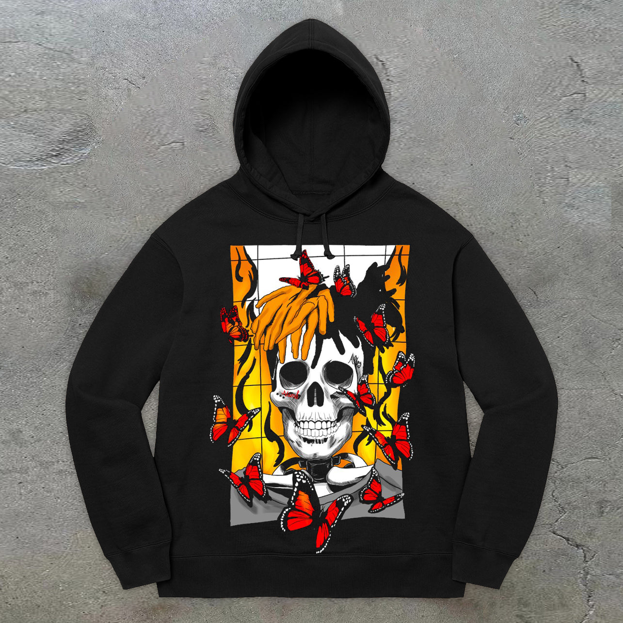 vintage skull print hoodie