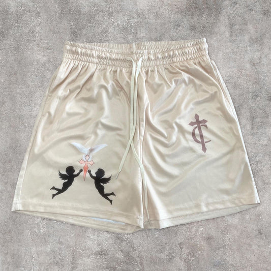 Fashion Angel Print Sports Shorts