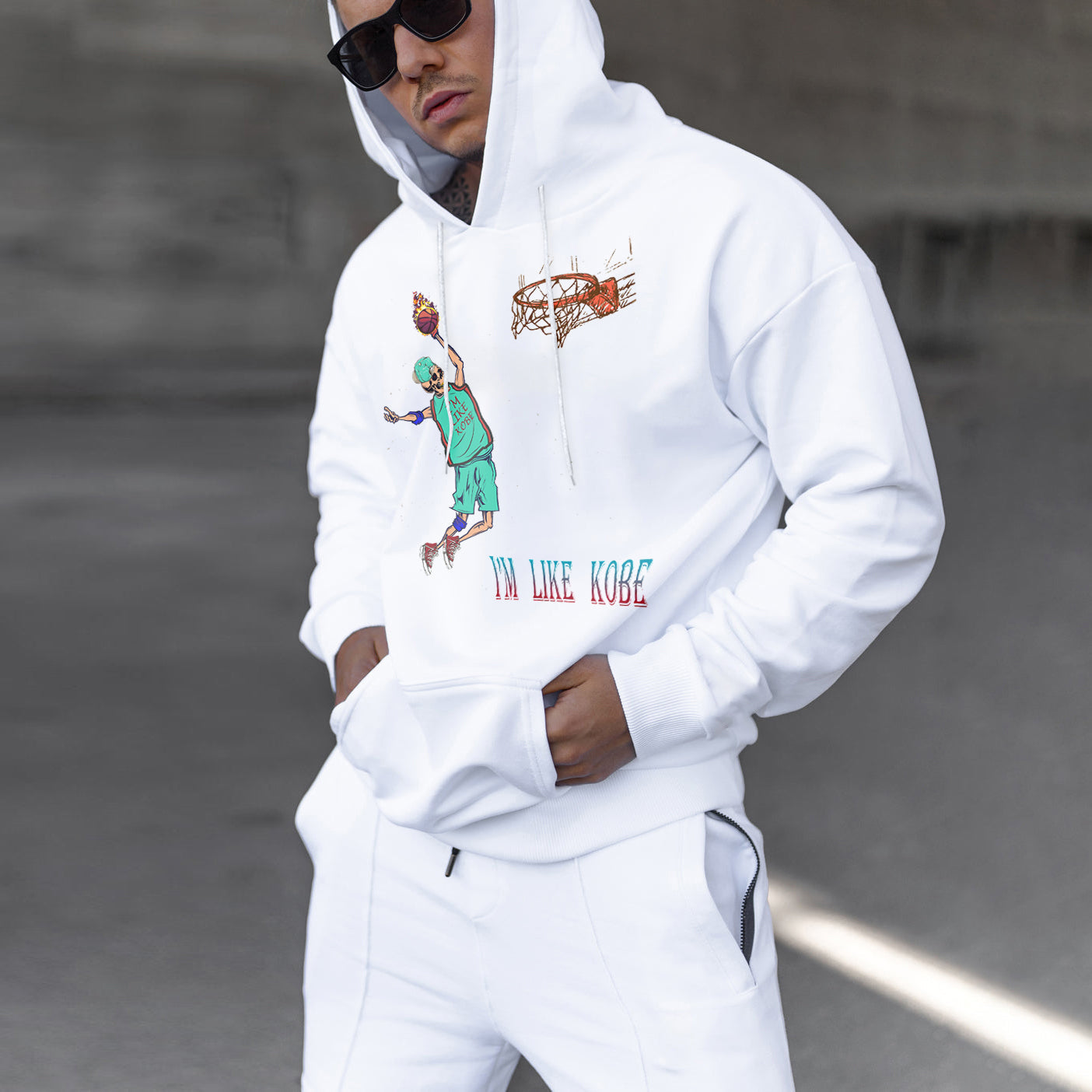 Basketball Print Casual Hip Hop Long Sleeve Hoodie