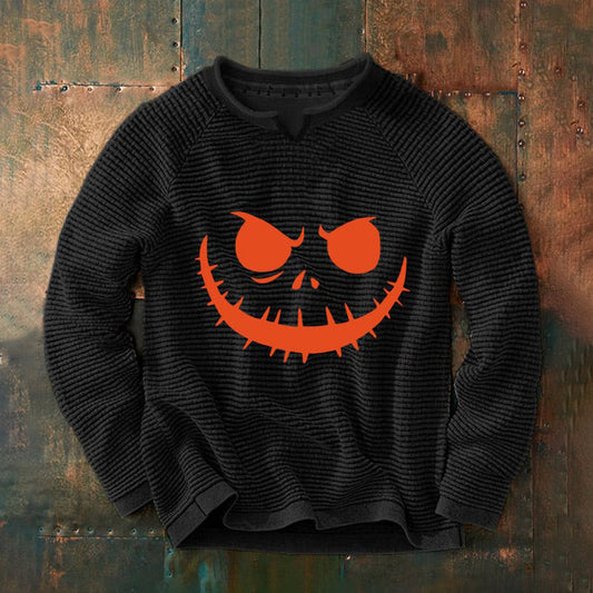 Men's Halloween Print Waffle Sweatshirt