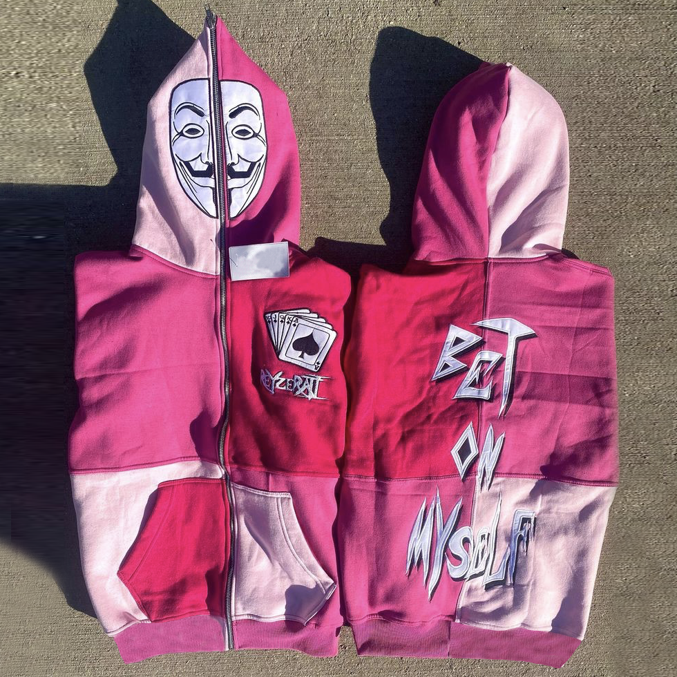 Fashion poker mask print hoodie