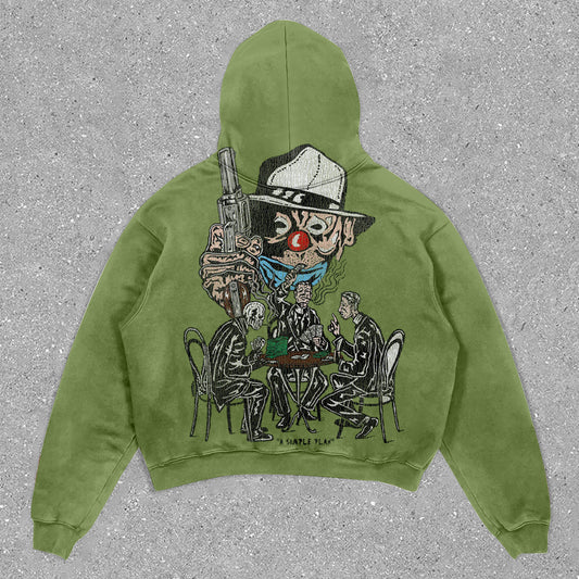 Statement Street Skull Print Preppy Hoodie