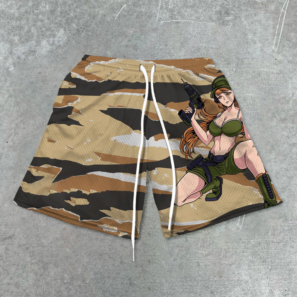 Fashion brand pattern cartoon mesh shorts