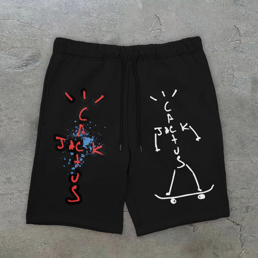 cross jesus pattern street shorts