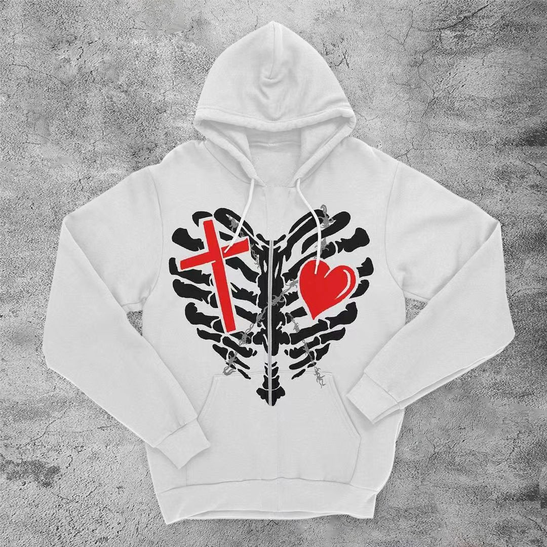 Casual diablo skull heart hoodie