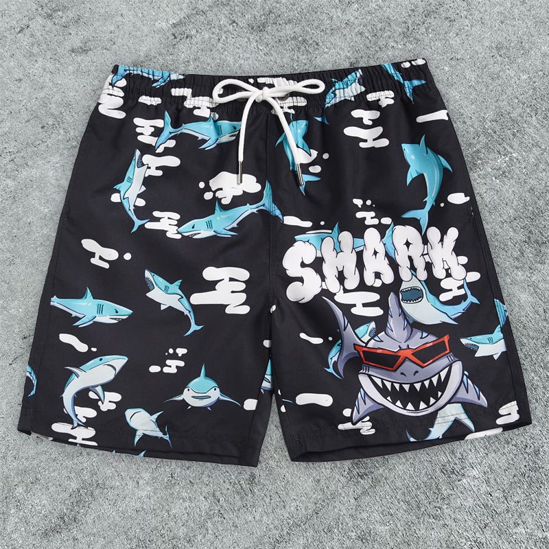 Shark print outdoor casual beach shorts