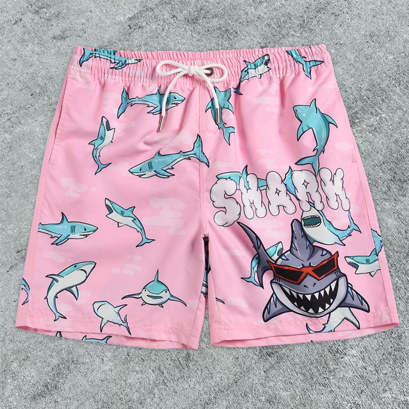 Shark print outdoor casual beach shorts