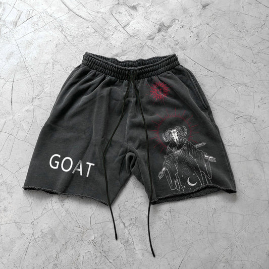 Trendy statement print goat shorts