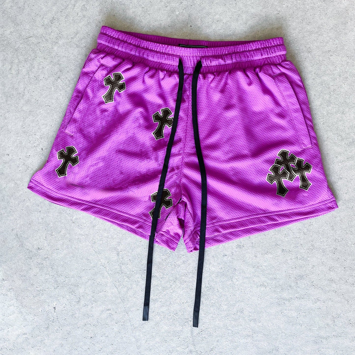 Tide brand retro cross print mesh three-point shorts