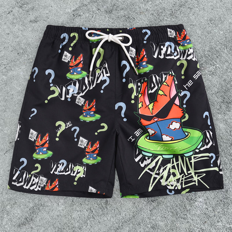 Cartoon graffiti seaside outdoor casual shorts