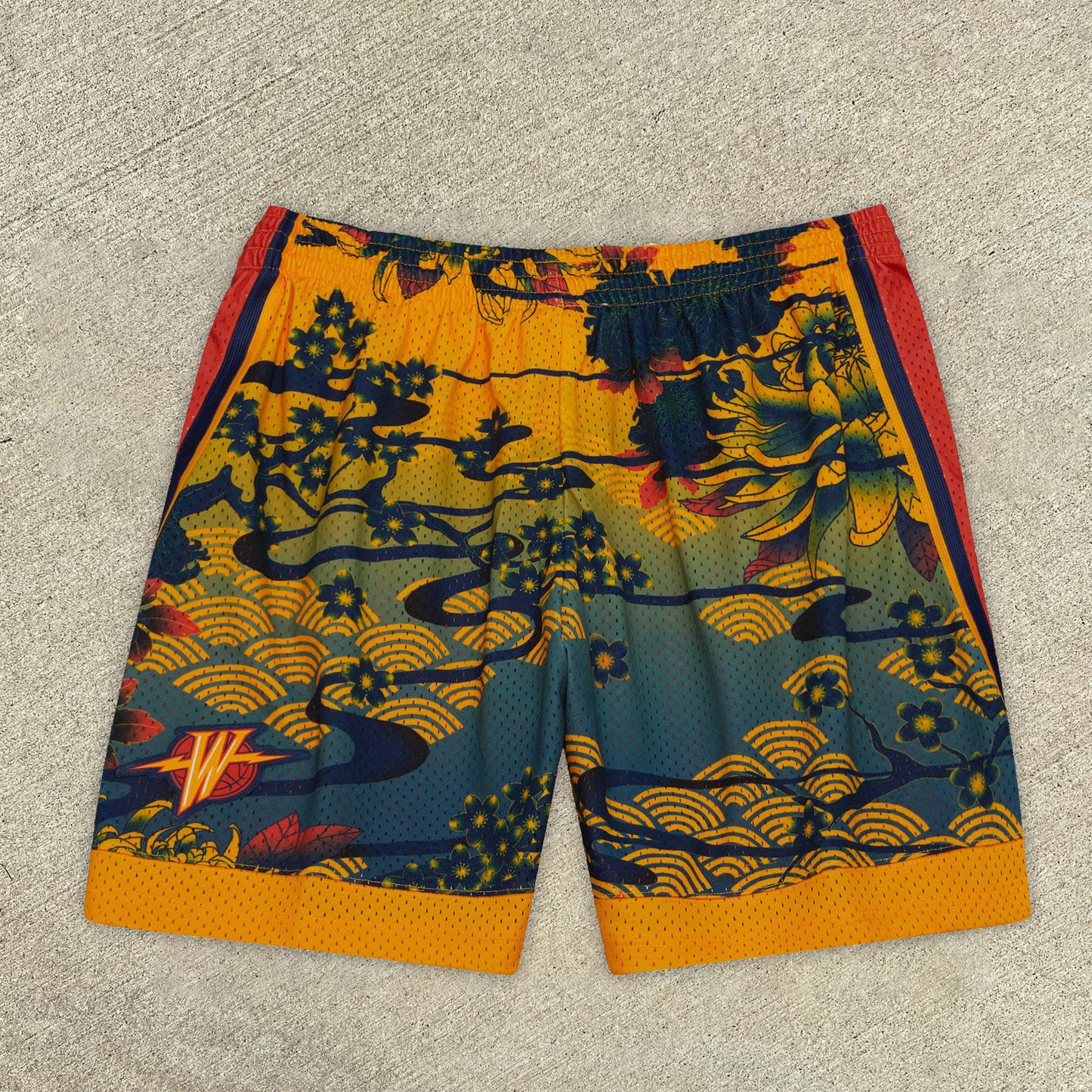 Contrasting art print basketball shorts