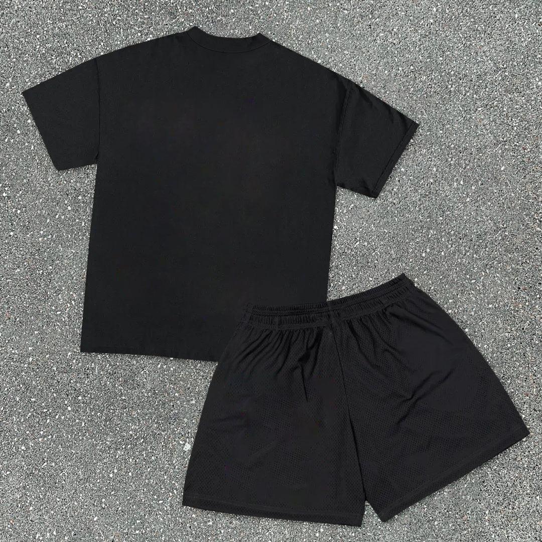 Trendy Street Mesh Shorts T-Shirt Set