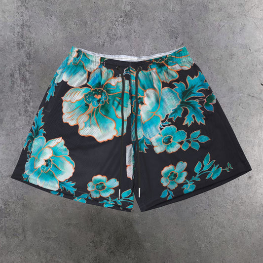 floral print vintage mesh shorts