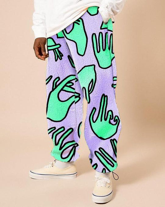 Casual fleece printed trousers