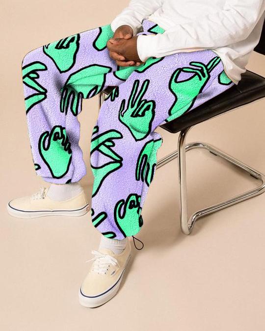 Casual fleece printed trousers