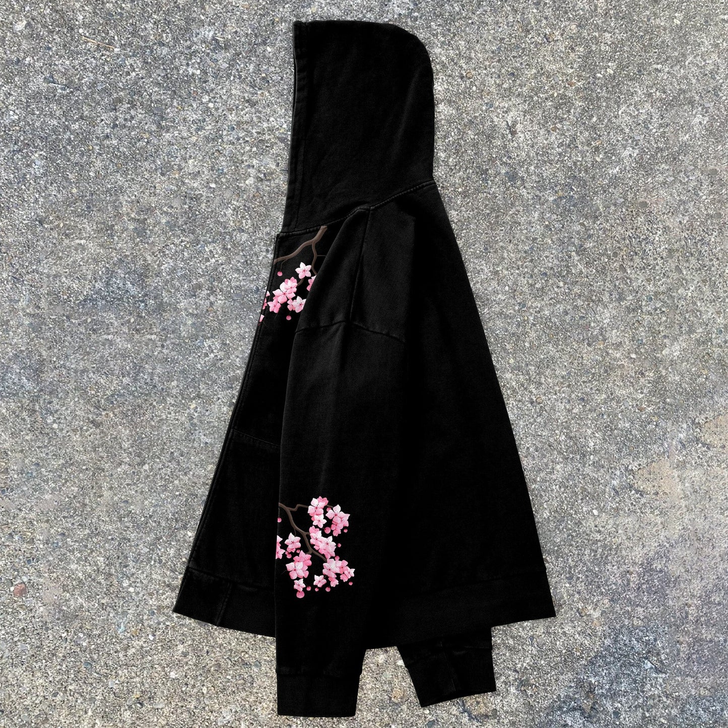 Sakura Pattern Trend Street Fashion Zip Hoodie