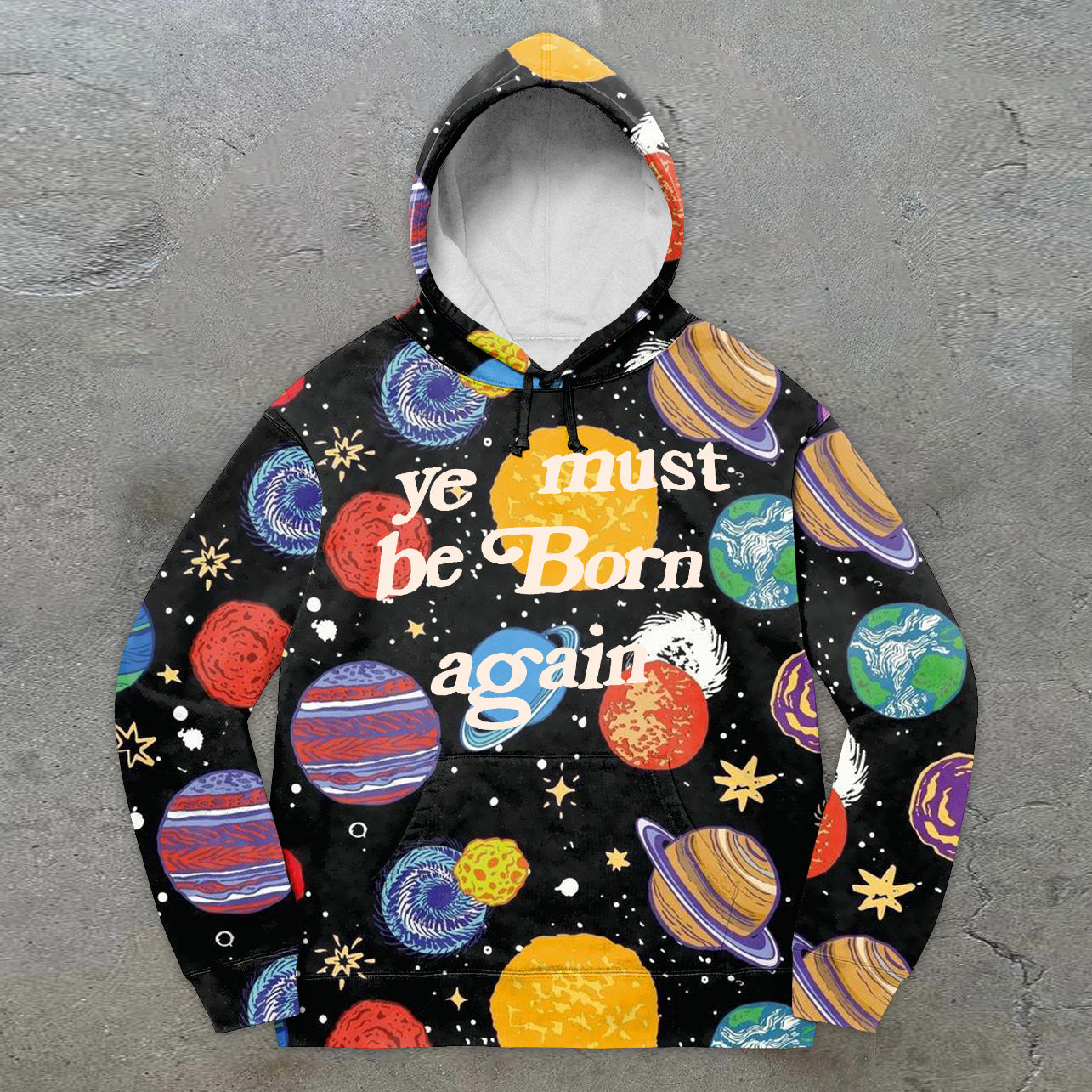 statement planet print street hoodie