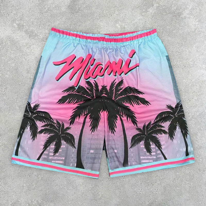 Fashion Coconut Gradient Print Sports Shorts