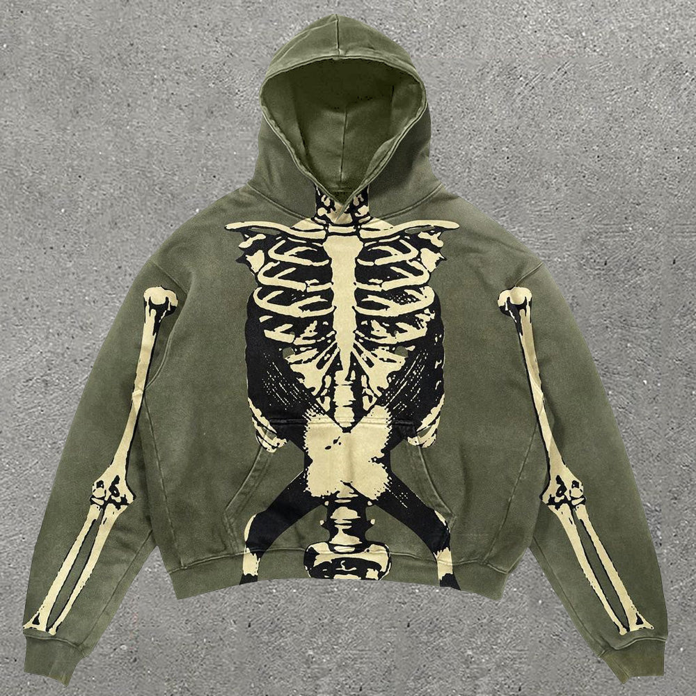 Ribs Print Long Sleeve Hoodie