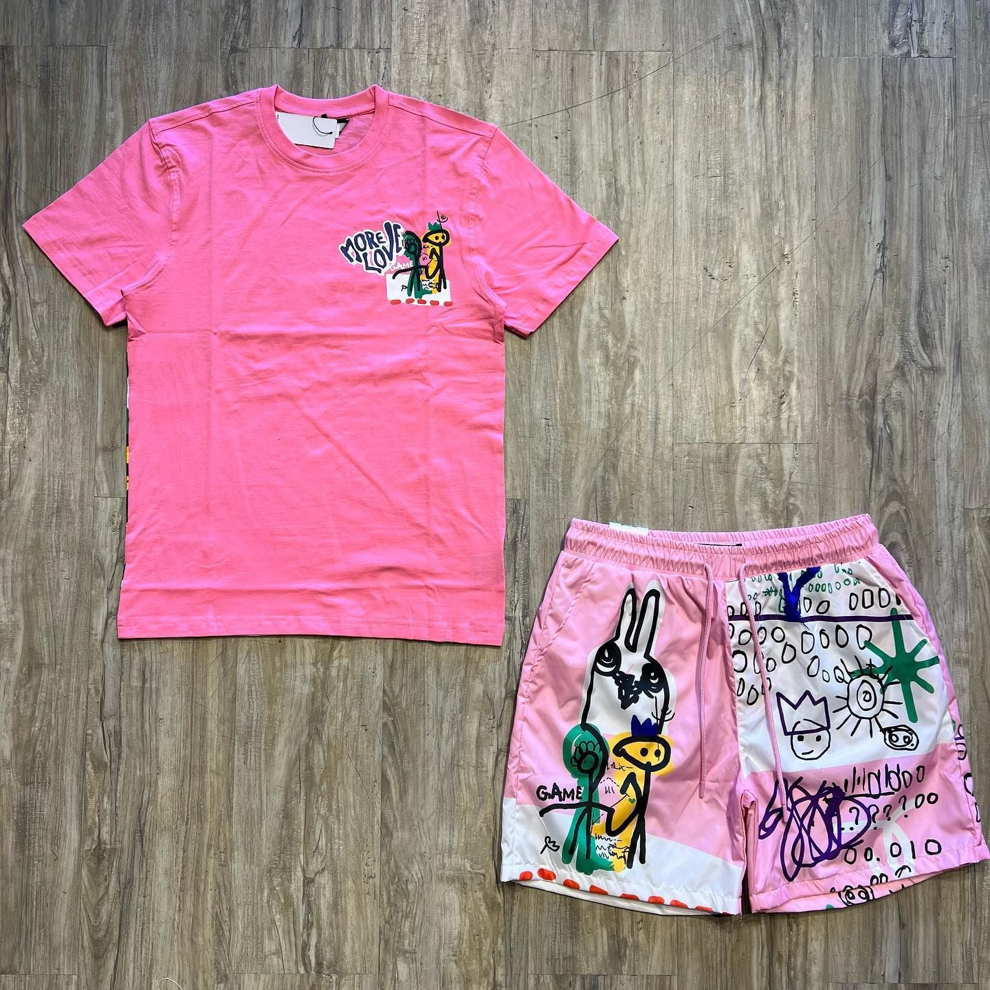 Street Style Print T-Shirt Shorts Two-Piece Set