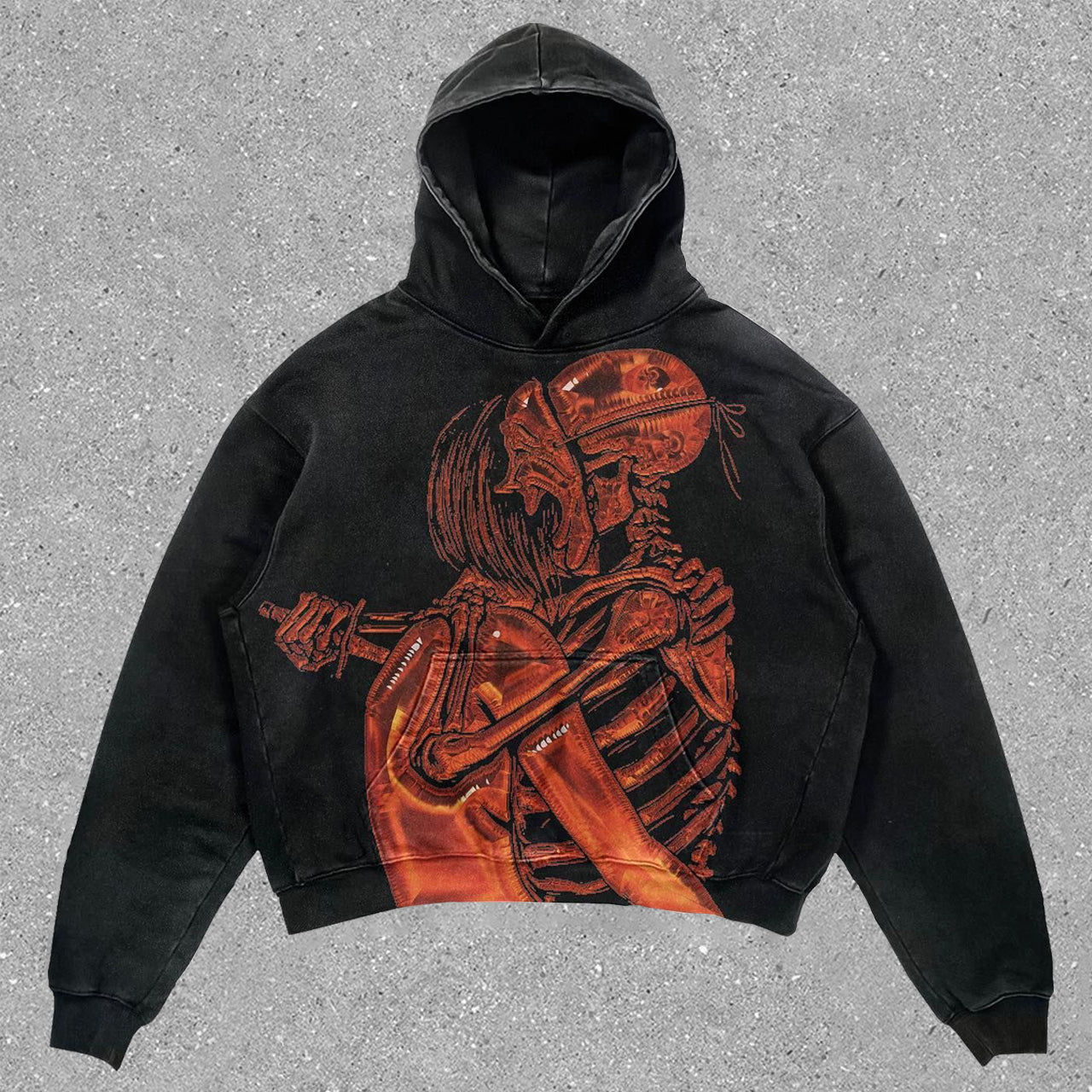 Vintage Skull Long Sleeve Hoodie