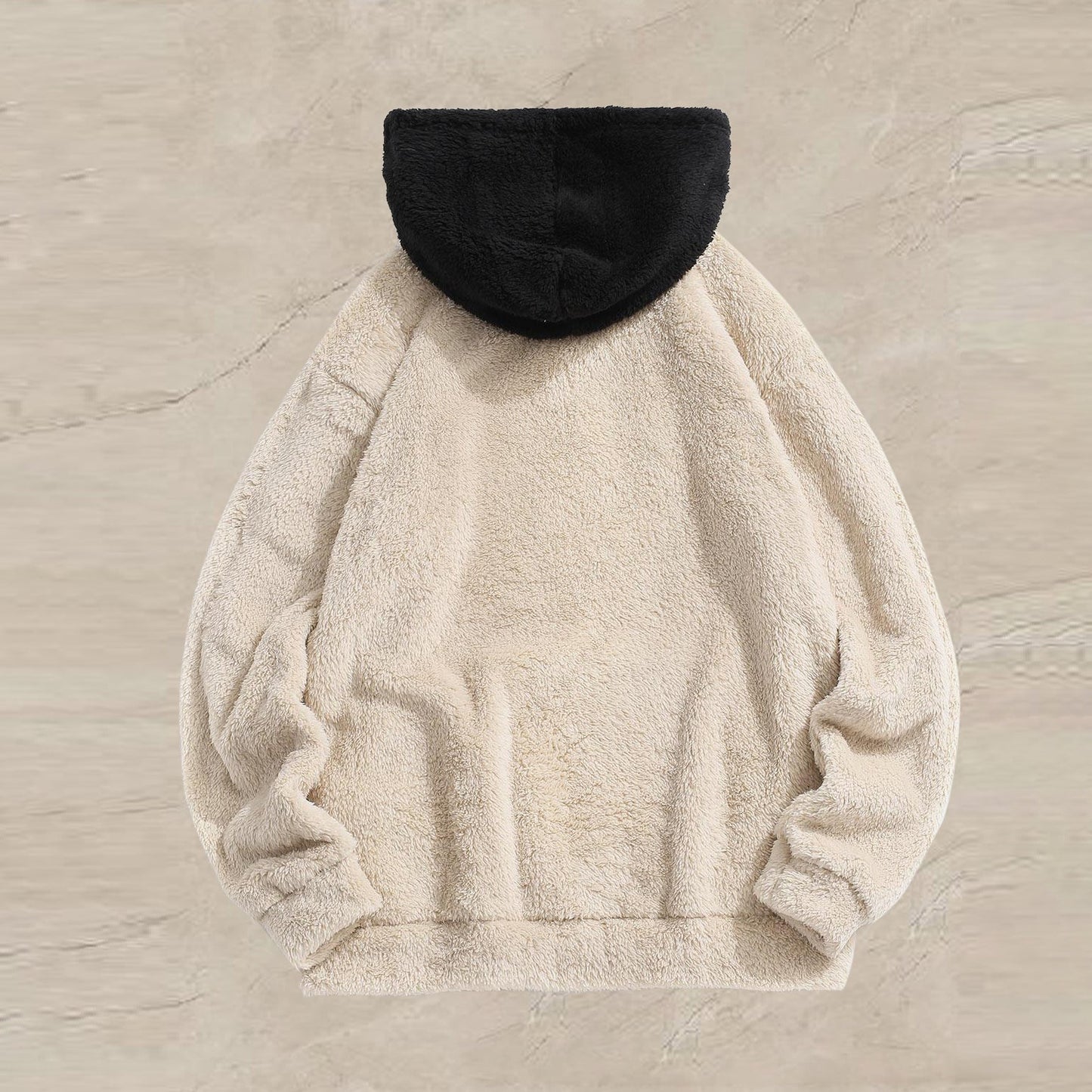 Stylish Retro Casual Plush Hoodie with Contrast Panelings