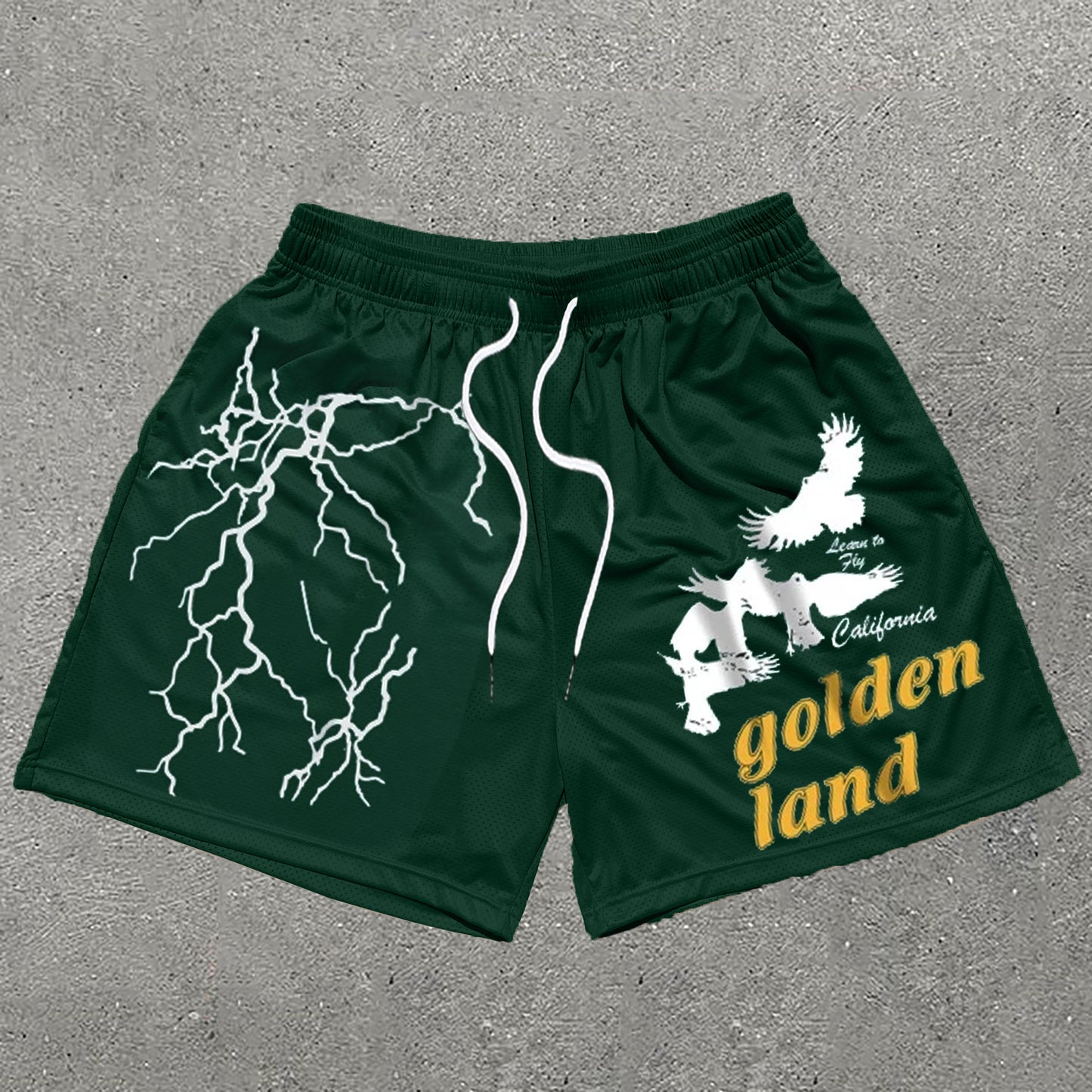 Golden Land Print Mesh Shorts