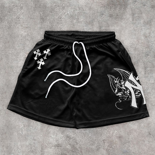 Fashion Print Demon Casual Shorts