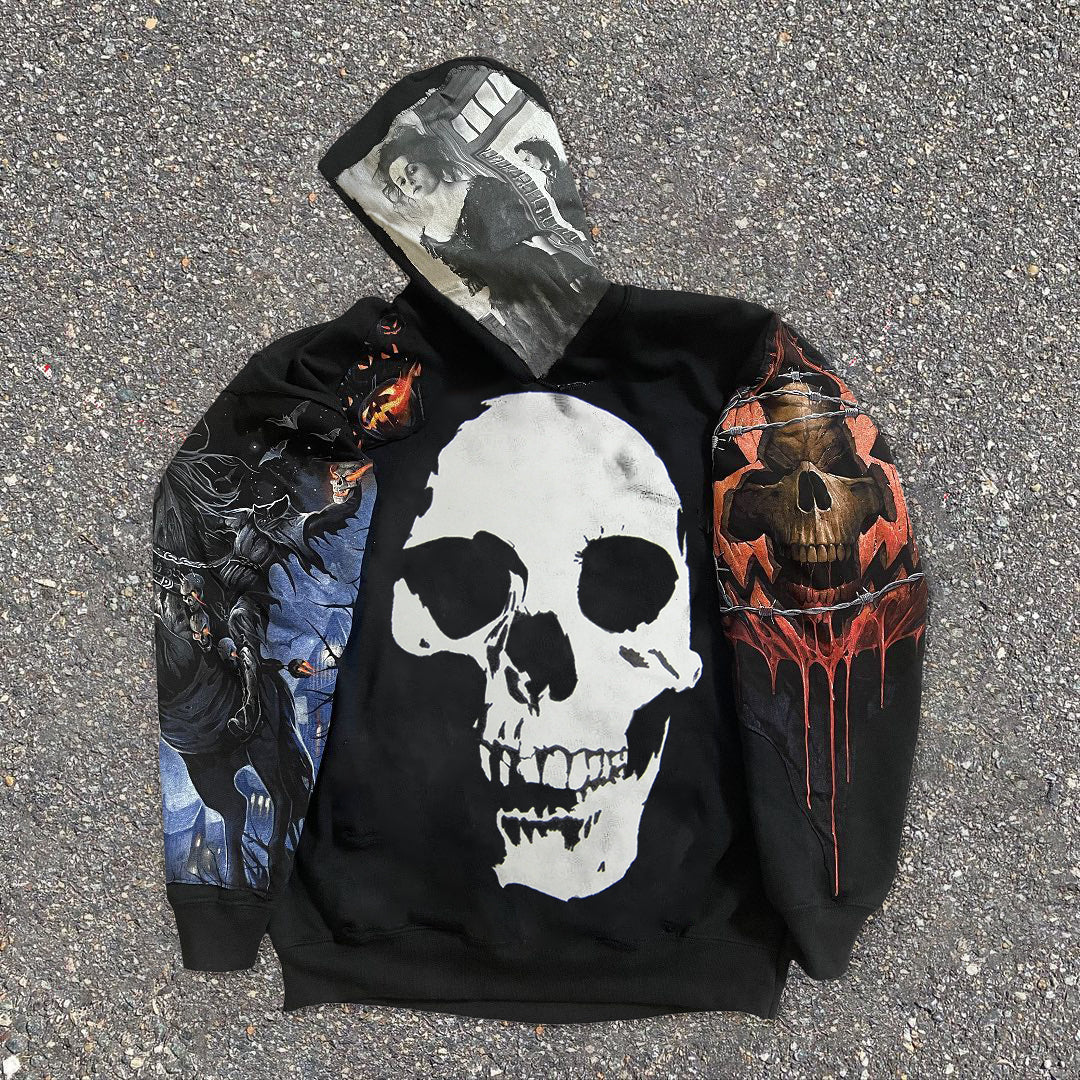 Street Style Skull Print Long Sleeve Hoodie