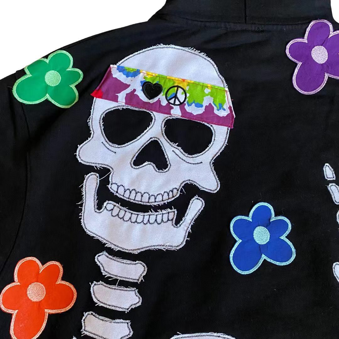 Emotional skull casual home plus velvet street hoodie