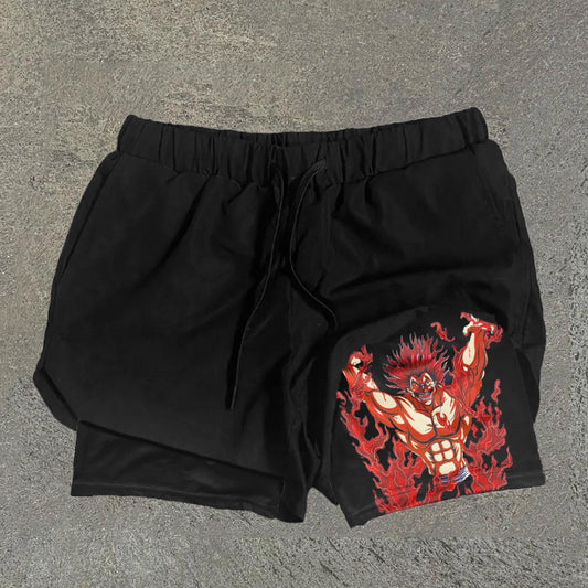 Yujiro Hanma Print Double Layer Quick Dry Shorts